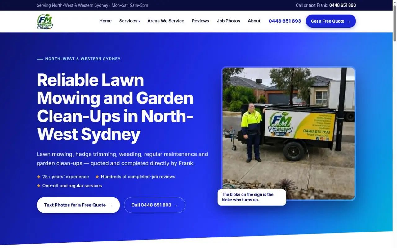 FM Garden Services website homepage