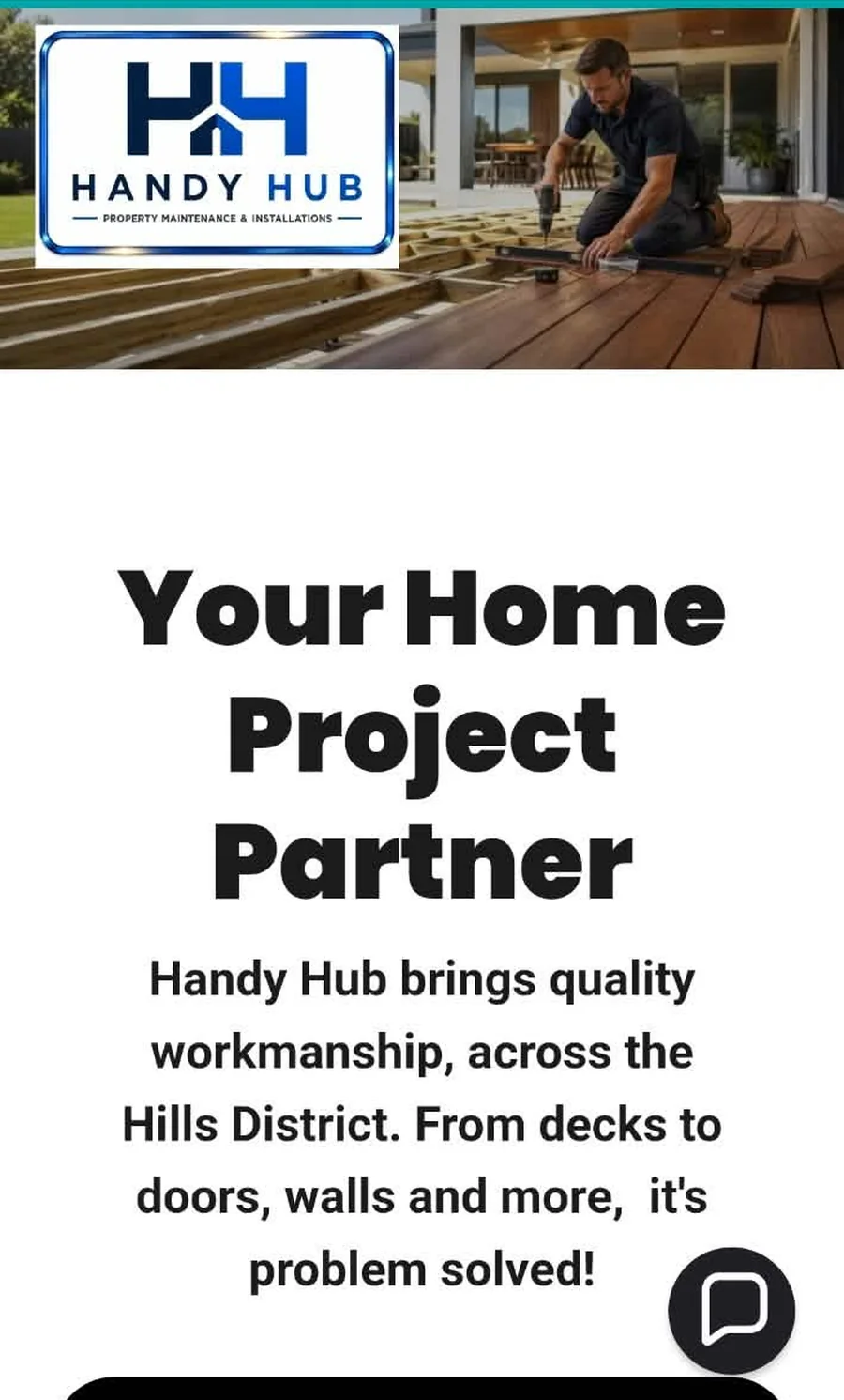 Handy Hub property maintenance website homepage
